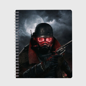 Тетрадь с принтом Fallout New Vegas в городе Новоалтайск, 100% бумага | 48 листов, плотность листов — 60 г/м2, плотность картонной обложки — 250 г/м2. Листы скреплены сбоку удобной пружинной спиралью. Уголки страниц и обложки скругленные. Цвет линий — светло-серый
 | Тематика изображения на принте: fallout | game | vegas | игра | игры | рейнджер ветеран нкрgames | фаллаут