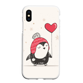Чехол для iPhone XS Max матовый с принтом Пингвин с шариком в городе Новоалтайск, Силикон | Область печати: задняя сторона чехла, без боковых панелей | Тематика изображения на принте: пингвин