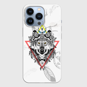 Чехол для iPhone 13 Pro с принтом Волк в городе Новоалтайск,  |  | Тематика изображения на принте: волк | животные | перо | перья