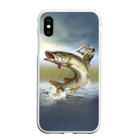 Чехол для iPhone XS Max матовый с принтом Щука в городе Новоалтайск, Силикон | Область печати: задняя сторона чехла, без боковых панелей | Тематика изображения на принте: fishing | рыба | рыбак | рыбалка | туризм | щука