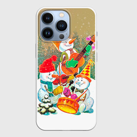 Чехол для iPhone 13 Pro с принтом Снеговики в городе Новоалтайск,  |  | 2016 | год | новый | открытка | ретро | с новым годом | снеговик | советский | ссср