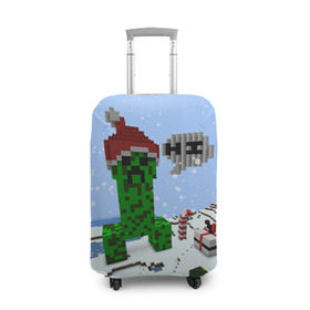 Чехол для чемодана 3D с принтом Minecraft в городе Новоалтайск, 86% полиэфир, 14% спандекс | двустороннее нанесение принта, прорези для ручек и колес | creeper | крипер | майнкрафт | новогодний