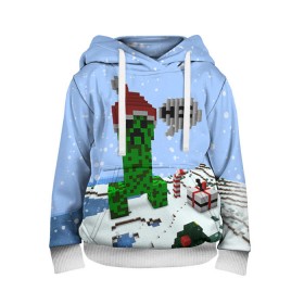 Детская толстовка 3D с принтом Minecraft в городе Новоалтайск, 100% полиэстер | двухслойный капюшон со шнурком для регулировки, мягкие манжеты на рукавах и по низу толстовки, спереди карман-кенгуру с мягким внутренним слоем | creeper | крипер | майнкрафт | новогодний