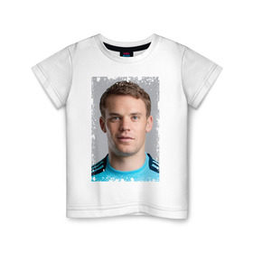 Детская футболка хлопок с принтом Manuel Neuer (retro style) в городе Новоалтайск, 100% хлопок | круглый вырез горловины, полуприлегающий силуэт, длина до линии бедер | бавария