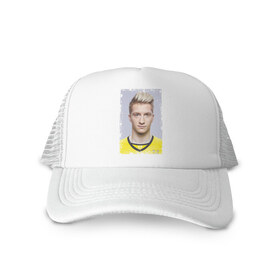 Кепка тракер с сеткой с принтом Marco Reus (retro style) в городе Новоалтайск, трикотажное полотно; задняя часть — сетка | длинный козырек, универсальный размер, пластиковая застежка | marco reus | retro style | германия | лига чемпионов | марко ройс | футбол