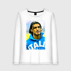 Женский лонгслив хлопок с принтом Paolo Maldini (retro style) в городе Новоалтайск, 100% хлопок |  | paolo maldini | retro style | италия | лига чемпионов | милан | паоло мальдини | футбол