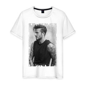 Мужская футболка хлопок с принтом David Beckham (retro style) в городе Новоалтайск, 100% хлопок | прямой крой, круглый вырез горловины, длина до линии бедер, слегка спущенное плечо. | david beckham | retro style | англия | дэвид бекхэм | лига чемпионов | мадрид | мю | реал | футбол