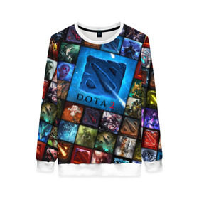 Женский свитшот 3D с принтом Dota 2 коллаж логотип в городе Новоалтайск, 100% полиэстер с мягким внутренним слоем | круглый вырез горловины, мягкая резинка на манжетах и поясе, свободная посадка по фигуре | dota 2 коллаж | девушки | игра | логотип | монстры