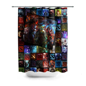Штора 3D для ванной с принтом Dota 2 коллаж в городе Новоалтайск, 100% полиэстер | плотность материала — 100 г/м2. Стандартный размер — 146 см х 180 см. По верхнему краю — пластиковые люверсы для креплений. В комплекте 10 пластиковых колец | dota 2 коллаж | девушки | игра | монстры | оружие