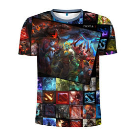Мужская футболка 3D спортивная с принтом Dota 2 коллаж в городе Новоалтайск, 100% полиэстер с улучшенными характеристиками | приталенный силуэт, круглая горловина, широкие плечи, сужается к линии бедра | Тематика изображения на принте: dota 2 коллаж | девушки | игра | монстры | оружие