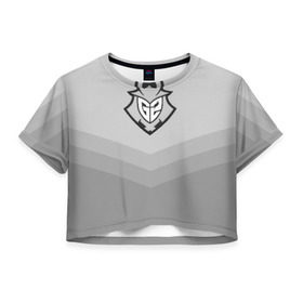 Женская футболка 3D укороченная с принтом G2 eSports в городе Новоалтайск, 100% полиэстер | круглая горловина, длина футболки до линии талии, рукава с отворотами | csgo | cyber | esports | g2 | team | г2 | ксго