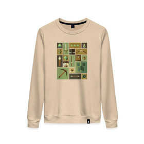 Женский свитшот хлопок с принтом Minecraft Explorer в городе Новоалтайск, 100% хлопок | прямой крой, круглый вырез, на манжетах и по низу широкая трикотажная резинка  | 