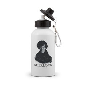 Бутылка спортивная с принтом Шерлок Холмс (SHERLOCK) в городе Новоалтайск, металл | емкость — 500 мл, в комплекте две пластиковые крышки и карабин для крепления | Тематика изображения на принте: sherlock | бенедикт камбербэтч | шерлок холмс