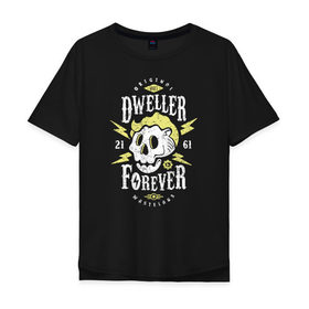 Мужская футболка хлопок Oversize с принтом Dweller Forever в городе Новоалтайск, 100% хлопок | свободный крой, круглый ворот, “спинка” длиннее передней части | boy | fallout | pip | vault | убежище | фаллаут