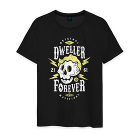 Мужская футболка хлопок с принтом Dweller Forever в городе Новоалтайск, 100% хлопок | прямой крой, круглый вырез горловины, длина до линии бедер, слегка спущенное плечо. | Тематика изображения на принте: boy | fallout | pip | vault | убежище | фаллаут