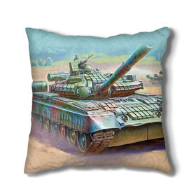 Подушка 3D с принтом Военная техника в городе Новоалтайск, наволочка – 100% полиэстер, наполнитель – холлофайбер (легкий наполнитель, не вызывает аллергию). | состоит из подушки и наволочки. Наволочка на молнии, легко снимается для стирки | tank | танки
