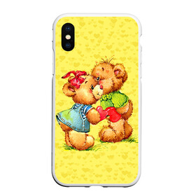 Чехол для iPhone XS Max матовый с принтом Влюбленные мишки в городе Новоалтайск, Силикон | Область печати: задняя сторона чехла, без боковых панелей | 14 февраля | bear | love | teddy | валентин | влюбленный | любовь | милый | мишка | рисунок | сердечко | сердце