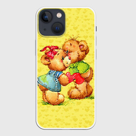Чехол для iPhone 13 mini с принтом Влюбленные мишки в городе Новоалтайск,  |  | 14 февраля | bear | love | teddy | валентин | влюбленный | любовь | милый | мишка | рисунок | сердечко | сердце
