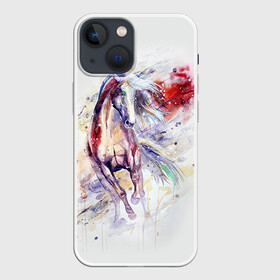 Чехол для iPhone 13 mini с принтом Лошадь. Арт 2 в городе Новоалтайск,  |  | horse | horseshoe | акварель | головалошади | грива | жеребец | животные | конь | лошадь | лошадьскрыльями | подкова | природа | рисуноккрасками