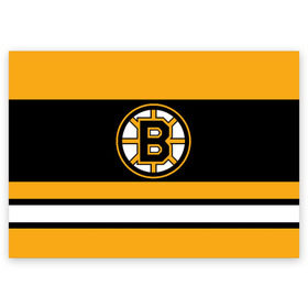 Поздравительная открытка с принтом Boston Bruins в городе Новоалтайск, 100% бумага | плотность бумаги 280 г/м2, матовая, на обратной стороне линовка и место для марки
 | Тематика изображения на принте: boston bruins | hockey | nhl | нхл | спорт | хоккей