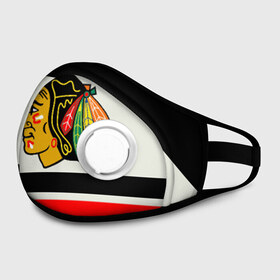 Маска из неопрена с принтом Chicago Blackhawks в городе Новоалтайск, неопрен 100% | Форма огибающая нос. Резинки для ушей с дополнительной резинкой на затылке. Клапан для выдоха для активного дыхания при занятиях спортом. Эластичный материал маски и окантовки для лучшего растяжения и прилегания маски.  | chicago blackhawks | hockey | nhl | нхл | хоккей
