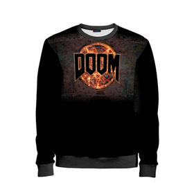 Детский свитшот 3D с принтом Doom в городе Новоалтайск, 100% полиэстер | свободная посадка, прямой крой, мягкая тканевая резинка на рукавах и понизу свитшота | doom | game | гибель | дум | игра | игры | обреченность | шутер