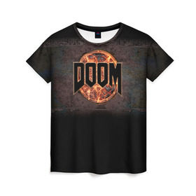 Женская футболка 3D с принтом Doom в городе Новоалтайск, 100% полиэфир ( синтетическое хлопкоподобное полотно) | прямой крой, круглый вырез горловины, длина до линии бедер | doom | game | гибель | дум | игра | игры | обреченность | шутер