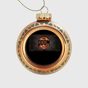 Стеклянный ёлочный шар с принтом Doom в городе Новоалтайск, Стекло | Диаметр: 80 мм | doom | game | гибель | дум | игра | игры | обреченность | шутер
