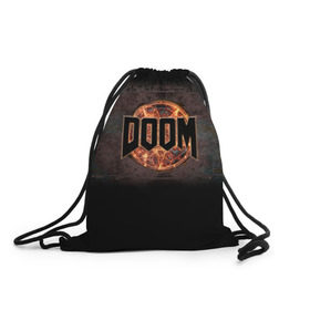 Рюкзак-мешок 3D с принтом Doom в городе Новоалтайск, 100% полиэстер | плотность ткани — 200 г/м2, размер — 35 х 45 см; лямки — толстые шнурки, застежка на шнуровке, без карманов и подкладки | doom | game | гибель | дум | игра | игры | обреченность | шутер
