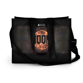 Сумка-шоппер 3D с принтом Doom в городе Новоалтайск, 100% полиэстер | застегивается на металлическую кнопку; внутренний карман застегивается на молнию. Стенки укреплены специальным мягким материалом, чтобы защитить содержимое от несильных ударов
 | doom | game | гибель | дум | игра | игры | обреченность | шутер
