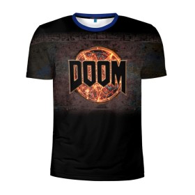 Мужская футболка 3D спортивная с принтом Doom в городе Новоалтайск, 100% полиэстер с улучшенными характеристиками | приталенный силуэт, круглая горловина, широкие плечи, сужается к линии бедра | Тематика изображения на принте: doom | game | гибель | дум | игра | игры | обреченность | шутер