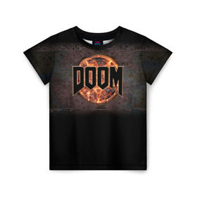 Детская футболка 3D с принтом Doom в городе Новоалтайск, 100% гипоаллергенный полиэфир | прямой крой, круглый вырез горловины, длина до линии бедер, чуть спущенное плечо, ткань немного тянется | doom | game | гибель | дум | игра | игры | обреченность | шутер