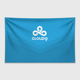 Флаг-баннер с принтом Cloud 9 в городе Новоалтайск, 100% полиэстер | размер 67 х 109 см, плотность ткани — 95 г/м2; по краям флага есть четыре люверса для крепления | 9 | c9 | cloud | csgo | team | клауда | ксго | найн