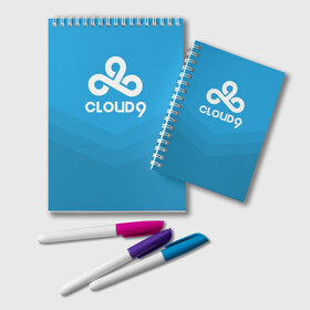 Блокнот с принтом Cloud 9 в городе Новоалтайск, 100% бумага | 48 листов, плотность листов — 60 г/м2, плотность картонной обложки — 250 г/м2. Листы скреплены удобной пружинной спиралью. Цвет линий — светло-серый
 | 9 | c9 | cloud | csgo | team | клауда | ксго | найн