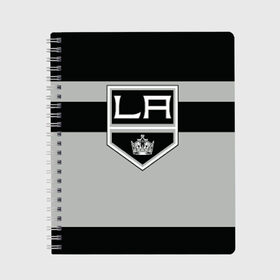Тетрадь с принтом Los Angeles Kings в городе Новоалтайск, 100% бумага | 48 листов, плотность листов — 60 г/м2, плотность картонной обложки — 250 г/м2. Листы скреплены сбоку удобной пружинной спиралью. Уголки страниц и обложки скругленные. Цвет линий — светло-серый
 | Тематика изображения на принте: hockey | los angeles kings | nhl | нхл | спорт | хоккей