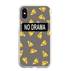 Чехол для iPhone XS Max матовый с принтом No drama в городе Новоалтайск, Силикон | Область печати: задняя сторона чехла, без боковых панелей | no drama | pizza | еда | пицца | прикол | прикольные
