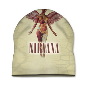 Шапка 3D с принтом Nirvana в городе Новоалтайск, 100% полиэстер | универсальный размер, печать по всей поверхности изделия | Тематика изображения на принте: cobain | curt | nirvana | rock | группа | кобейн | курт | нирвана | рок