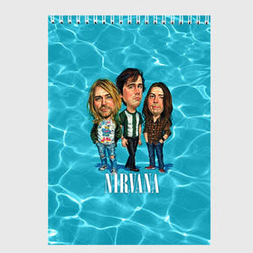 Скетчбук с принтом Шаржи группа Nirvana в городе Новоалтайск, 100% бумага
 | 48 листов, плотность листов — 100 г/м2, плотность картонной обложки — 250 г/м2. Листы скреплены сверху удобной пружинной спиралью | cobain | curt | nirvana | rock | группа | кобейн | курт | нирвана | рок