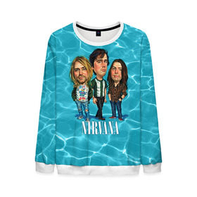 Мужской свитшот 3D с принтом Шаржи группа Nirvana в городе Новоалтайск, 100% полиэстер с мягким внутренним слоем | круглый вырез горловины, мягкая резинка на манжетах и поясе, свободная посадка по фигуре | cobain | curt | nirvana | rock | группа | кобейн | курт | нирвана | рок