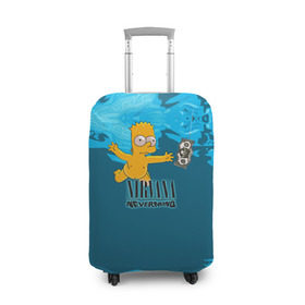Чехол для чемодана 3D с принтом Nirvana & Simpson в городе Новоалтайск, 86% полиэфир, 14% спандекс | двустороннее нанесение принта, прорези для ручек и колес | cobain | curt | nirvana | rock | группа | кобейн | курт | нирвана | рок