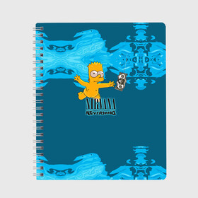 Тетрадь с принтом Nirvana & Simpson в городе Новоалтайск, 100% бумага | 48 листов, плотность листов — 60 г/м2, плотность картонной обложки — 250 г/м2. Листы скреплены сбоку удобной пружинной спиралью. Уголки страниц и обложки скругленные. Цвет линий — светло-серый
 | Тематика изображения на принте: cobain | curt | nirvana | rock | группа | кобейн | курт | нирвана | рок