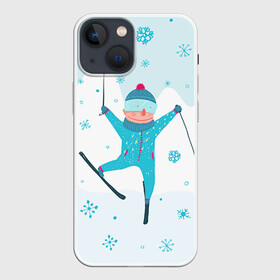 Чехол для iPhone 13 mini с принтом Лыжник в городе Новоалтайск,  |  | extreme | ski | skiing | горнолыжное | горные лыжи | лыжник | фристайл | экстрим