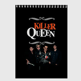 Скетчбук с принтом Killer Queen в городе Новоалтайск, 100% бумага
 | 48 листов, плотность листов — 100 г/м2, плотность картонной обложки — 250 г/м2. Листы скреплены сверху удобной пружинной спиралью | freddie | heavy | mercury | metal | queen | rock | квин | куин | меркури | меркюри | метал | рок | фредди меркьюри | фреди | хэви