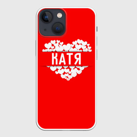 Чехол для iPhone 13 mini с принтом Катя в городе Новоалтайск,  |  | Тематика изображения на принте: екатерина | имя | катя | любовь | пара | сердце