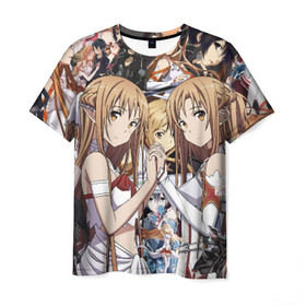 Мужская футболка 3D с принтом Sword Art Online в городе Новоалтайск, 100% полиэфир | прямой крой, круглый вырез горловины, длина до линии бедер | asuna | kirito | мастера меча онлайн