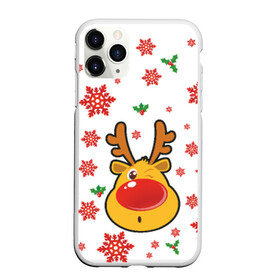 Чехол для iPhone 11 Pro Max матовый с принтом Олень подмигивает в городе Новоалтайск, Силикон |  | новый год | олень | рога | снег | улыбка
