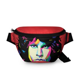 Поясная сумка 3D с принтом Jim morrison в городе Новоалтайск, 100% полиэстер | плотная ткань, ремень с регулируемой длиной, внутри несколько карманов для мелочей, основное отделение и карман с обратной стороны сумки застегиваются на молнию | jim morrison джим моррисон | поп арт | портрет