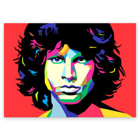Поздравительная открытка с принтом Jim morrison в городе Новоалтайск, 100% бумага | плотность бумаги 280 г/м2, матовая, на обратной стороне линовка и место для марки
 | Тематика изображения на принте: jim morrison джим моррисон | поп арт | портрет