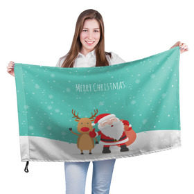 Флаг 3D с принтом Merry Christmas в городе Новоалтайск, 100% полиэстер | плотность ткани — 95 г/м2, размер — 67 х 109 см. Принт наносится с одной стороны | merry christmas | дед мороз | новый год | рождество