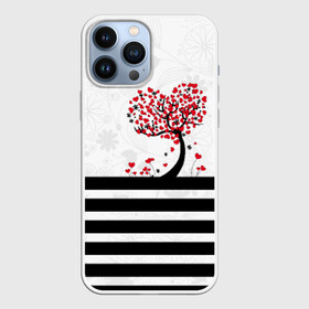 Чехол для iPhone 13 Pro Max с принтом Сердца в городе Новоалтайск,  |  | Тематика изображения на принте: весна | дерево | любовь | сердца | цветут | цветы